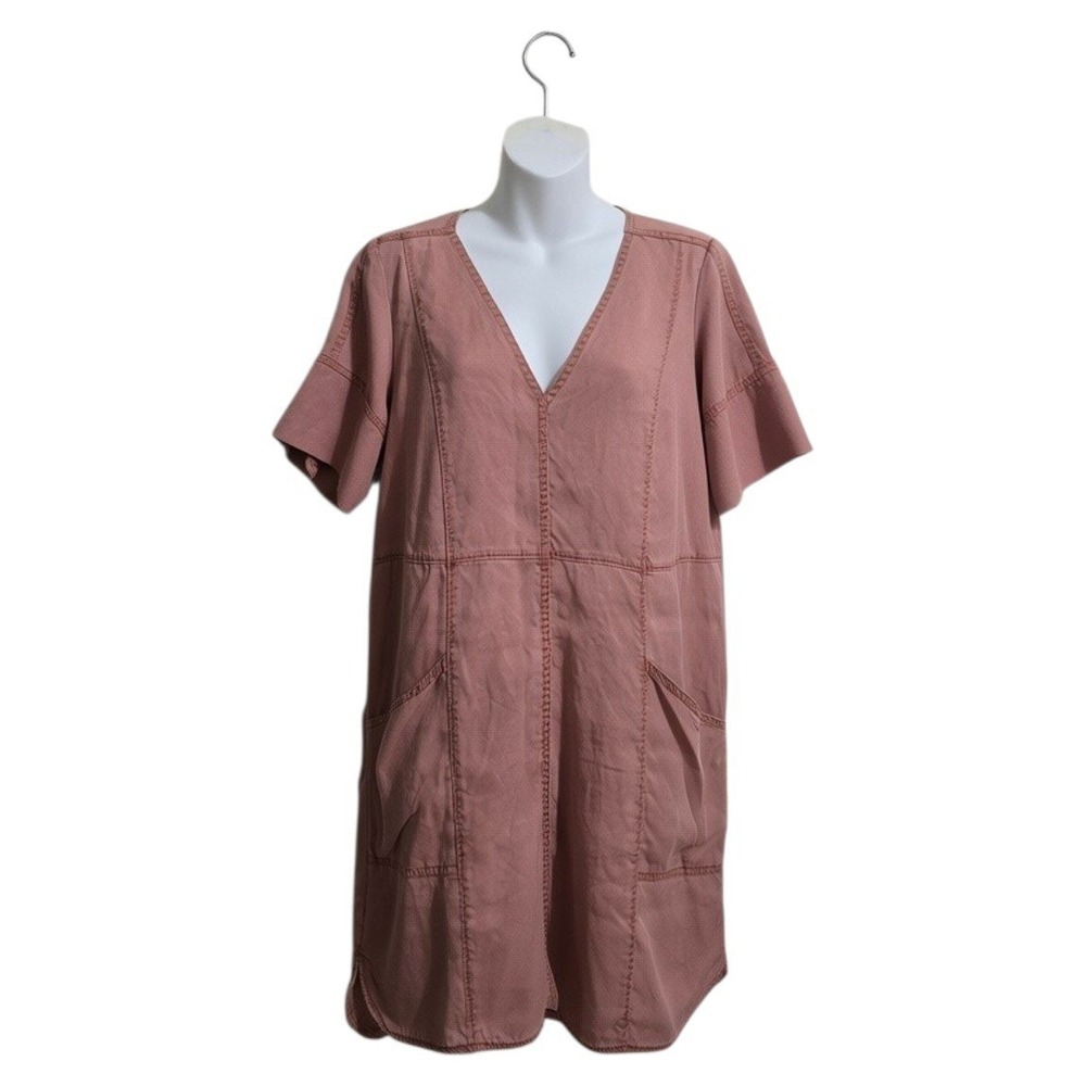 Pilcro And The Letterpress V-Neck Short Roll Tab Sleeve Lyocell Mini Dress Sz S